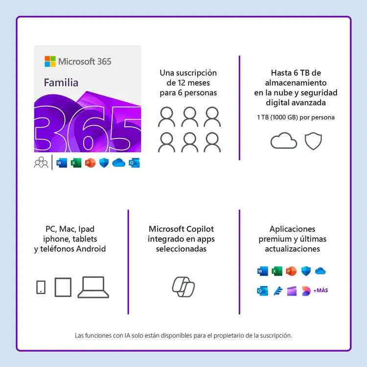 Licencia Office Microsoft 365 Familia 12 meses / 6 usuarios