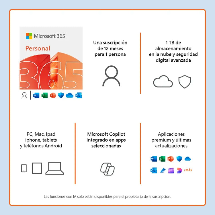 Licencia Office Microsoft 365 Personal 12 meses / 1 usuarios